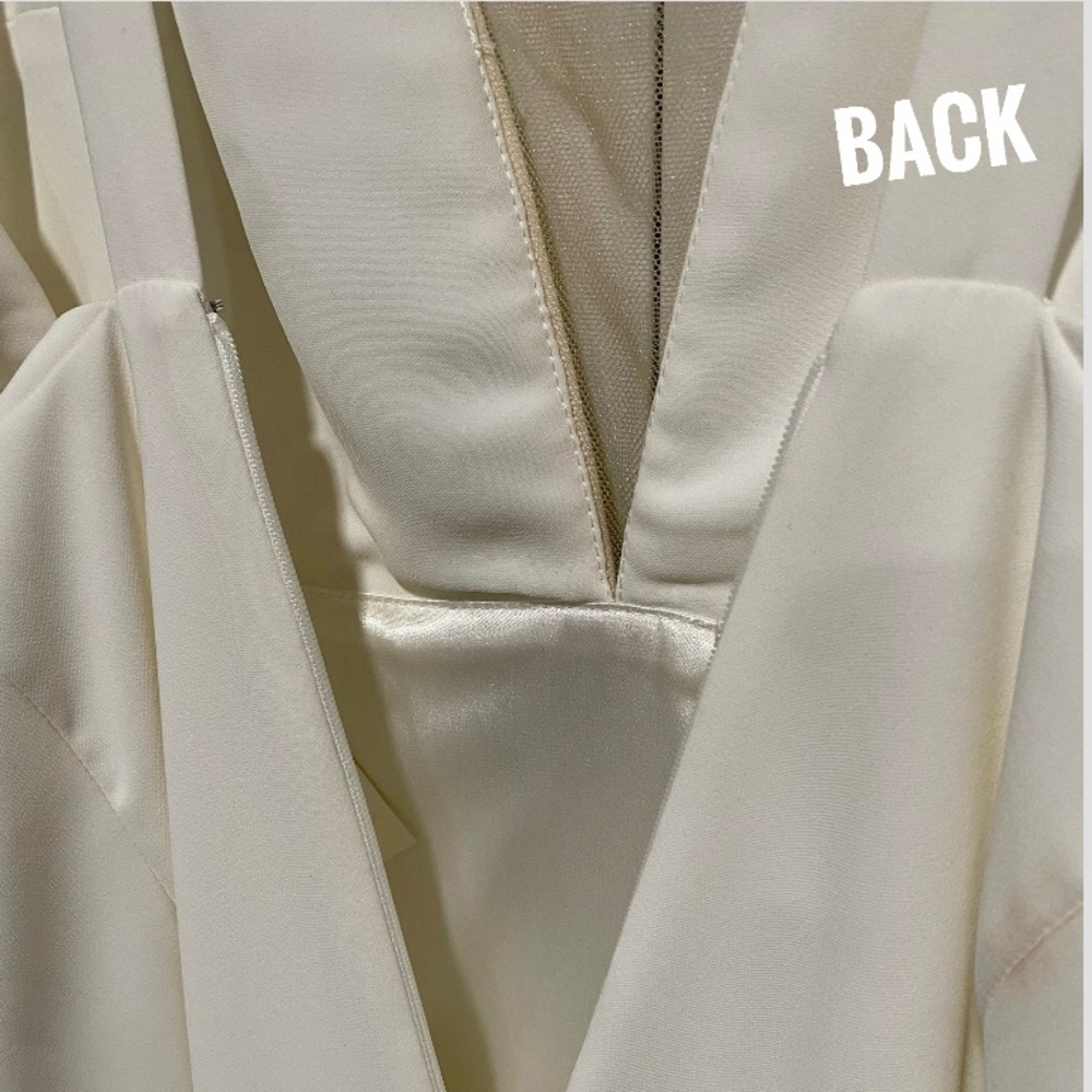 Willowby Cole Plunging Neckline Crepe Wedding Gown Size 12 Ivory Color - Picture 6 of 10